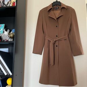 Elegant Long Sleeve Brown Dress Coat